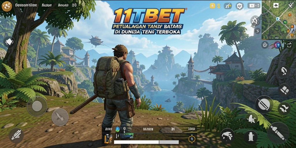 Screenshot gameplay 11TBET yang menampilkan dunia terbuka yang menakjubkan.