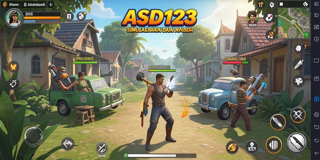Tampilan screenshot gameplay ASD123 dengan karakter yang berinteraksi di dunia virtual.