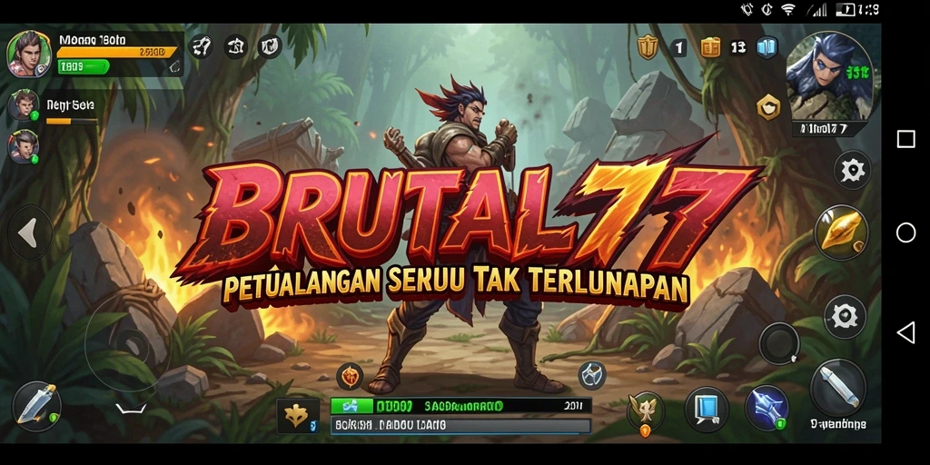Screenshot menampilkan aksi mendebarkan dalam BRUTAL77.