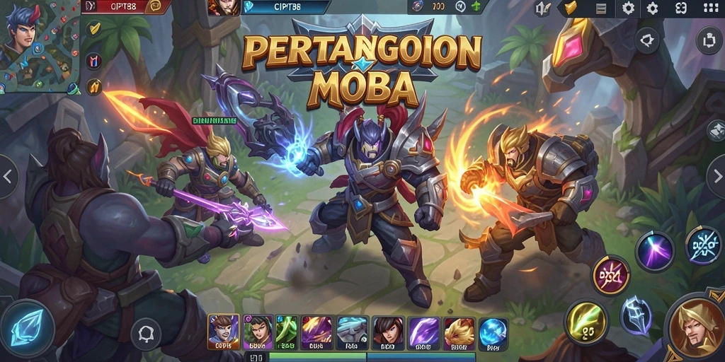 Screenshot gameplay MOBA dari CIPIT88 menunjukkan aksi pertarungan tim.