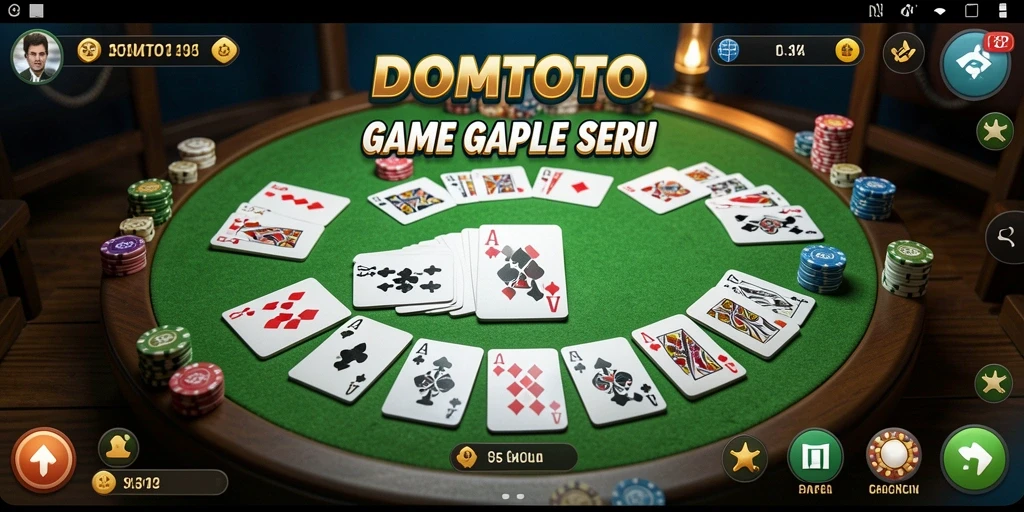 Screenshot gameplay DOMTOTO yang menampilkan serunya permainan Gaple.