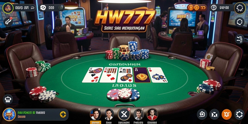 Tampilan gameplay HW777 yang seru dan mendebarkan di meja poker.