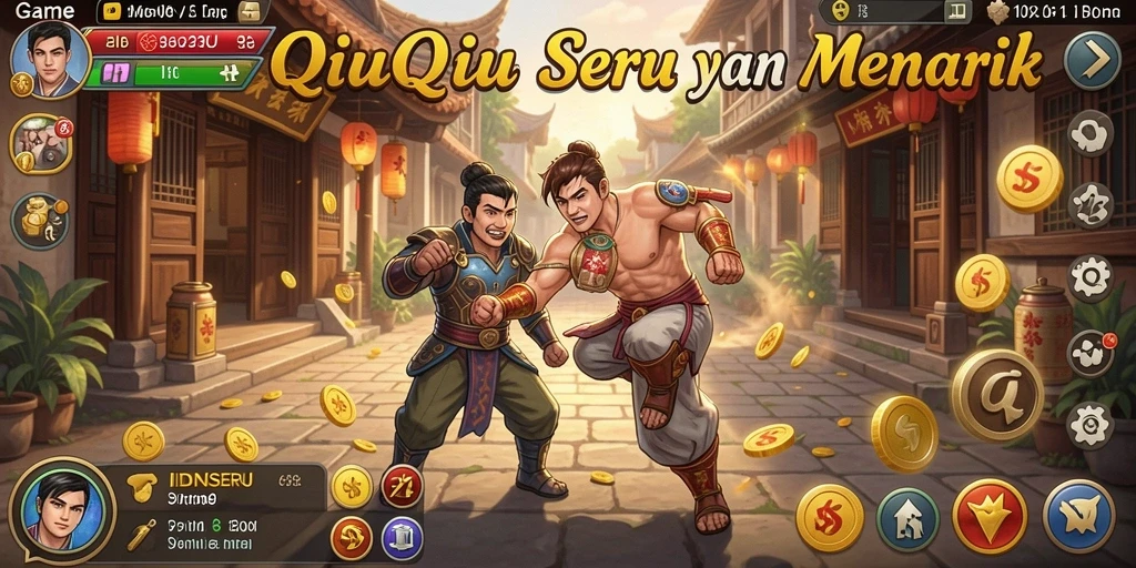 Screenshot permainan QiuQiu yang menampilkan aksi seru.