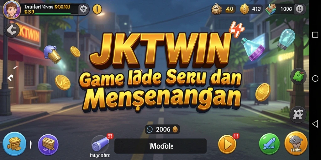 Screenshot gameplay JKTWIN menampilkan kemajuan karakter dalam dunia Idle.