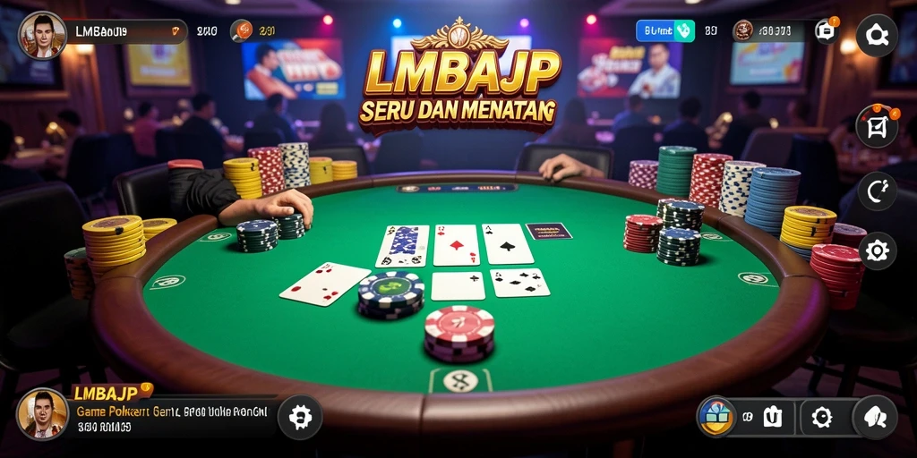 Tampilan gameplay seru dalam aplikasi Poker LMBAJP.