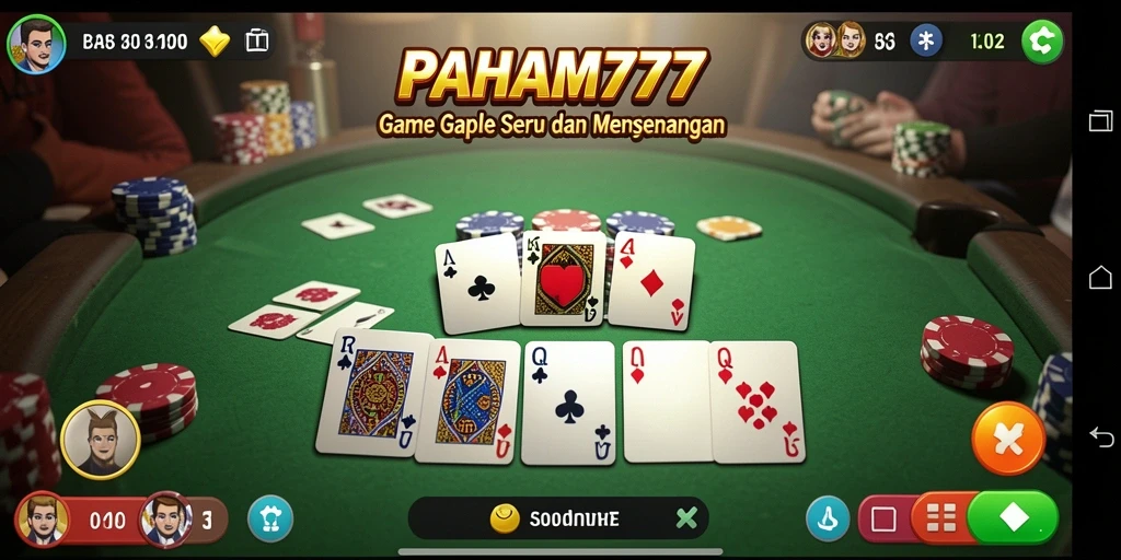 Tampilan gameplay PAHAM777 dengan pemain yang bersaing di meja Gaple.
