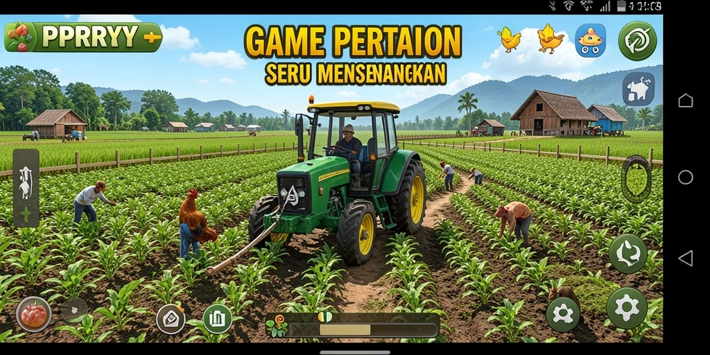 Screenshot gameplay PPRRYY menampilkan aktivitas bertani yang seru.