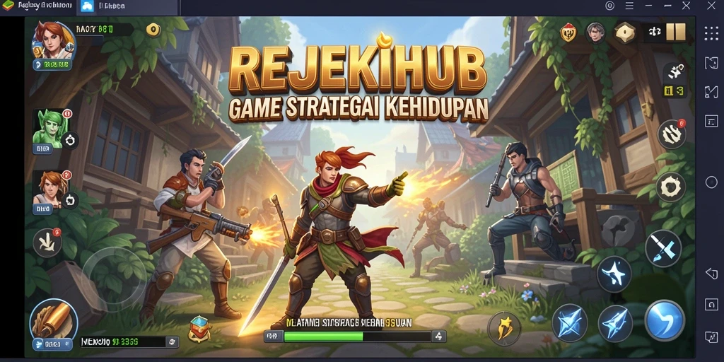 Screenshot utama menunjukkan gameplay dinamis REJEKIHUB.
