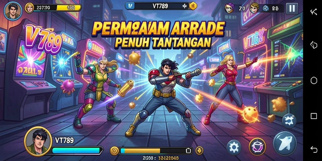 Tangkapan layar gameplay VT789 dengan aksi seru di level arcade.